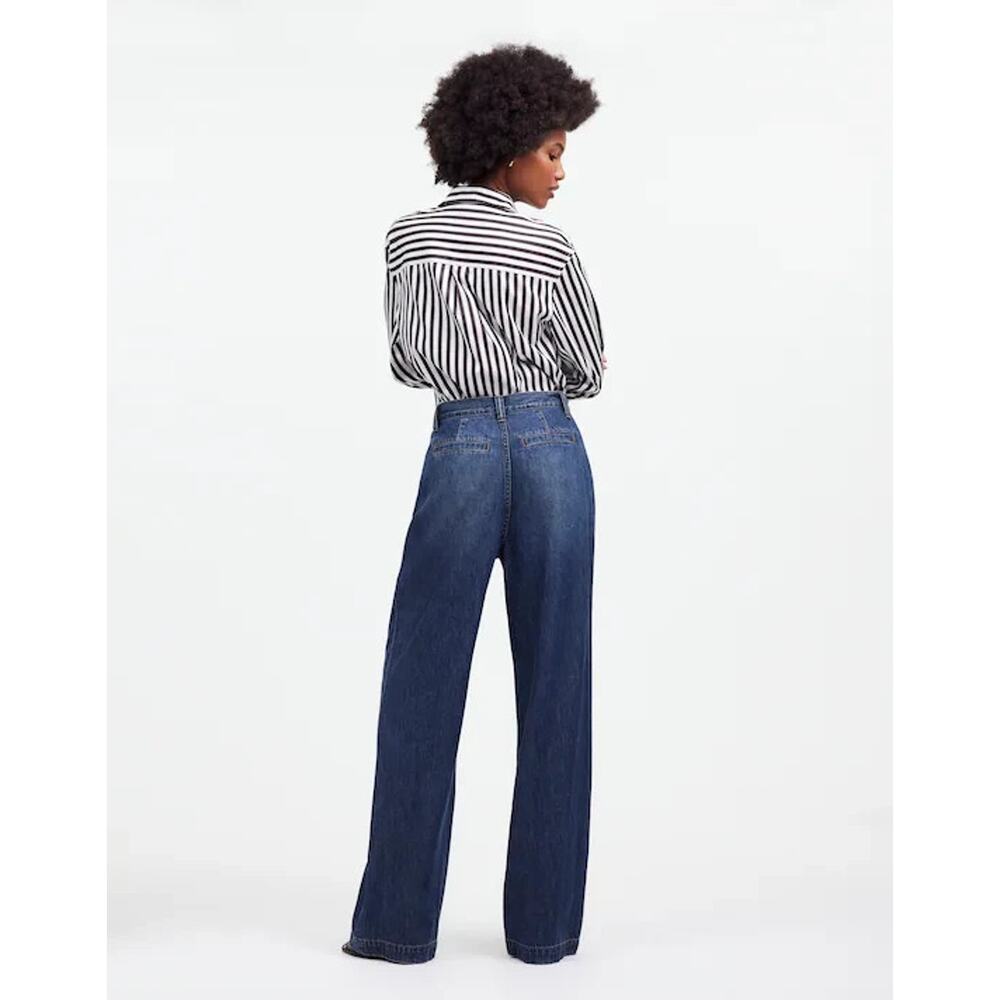 Madewell Women's Straight-Leg Wide Jeans in Dark Blue - Picture 2 of 12